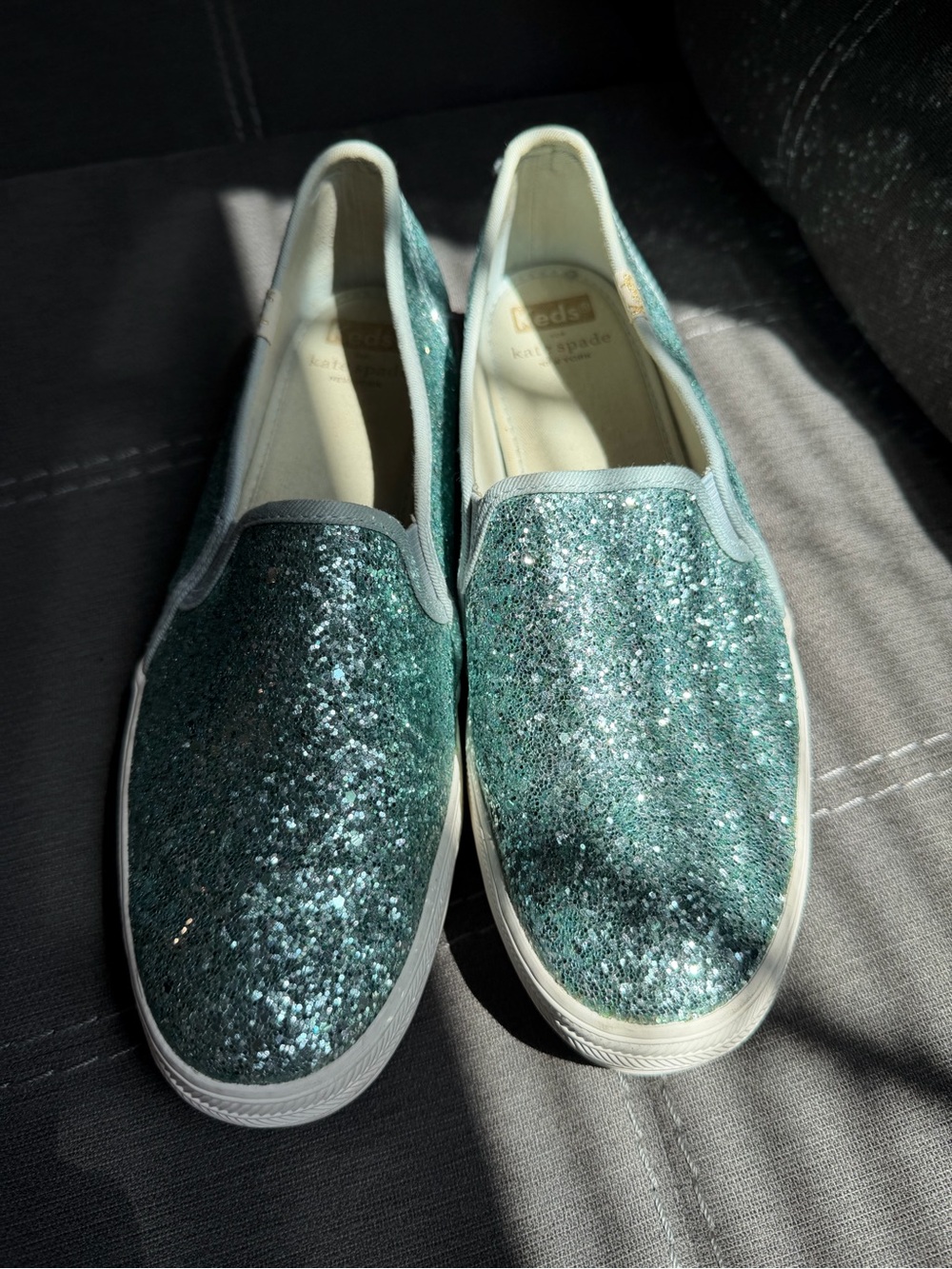 Keds kate spade Teal Glitter Slip-On Sneakers